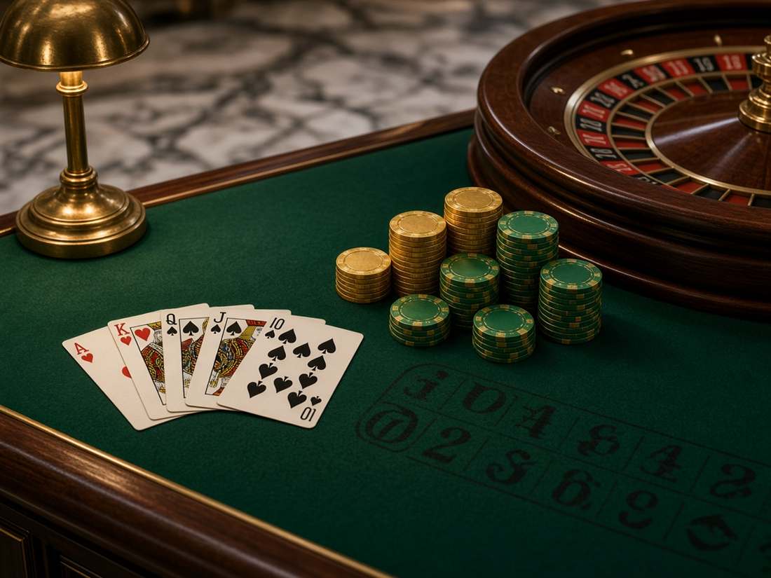 Table de roulette, cartes et jetons du salon Guyon Bistro